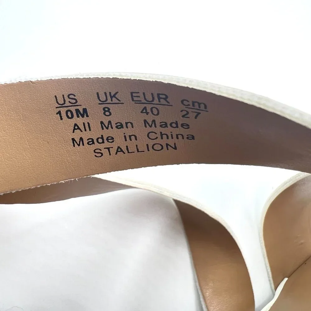 Franco Sarto Womens Size 10 Stallion White Faux‎ Leather Wedges Sandals Shoes